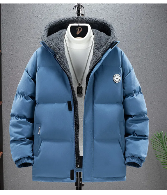 Berber Fleece Coat Cotton-padded Coat Men's Fake Two Pieces Hooded Cotton Jacket Thick Warm Pi-Mart