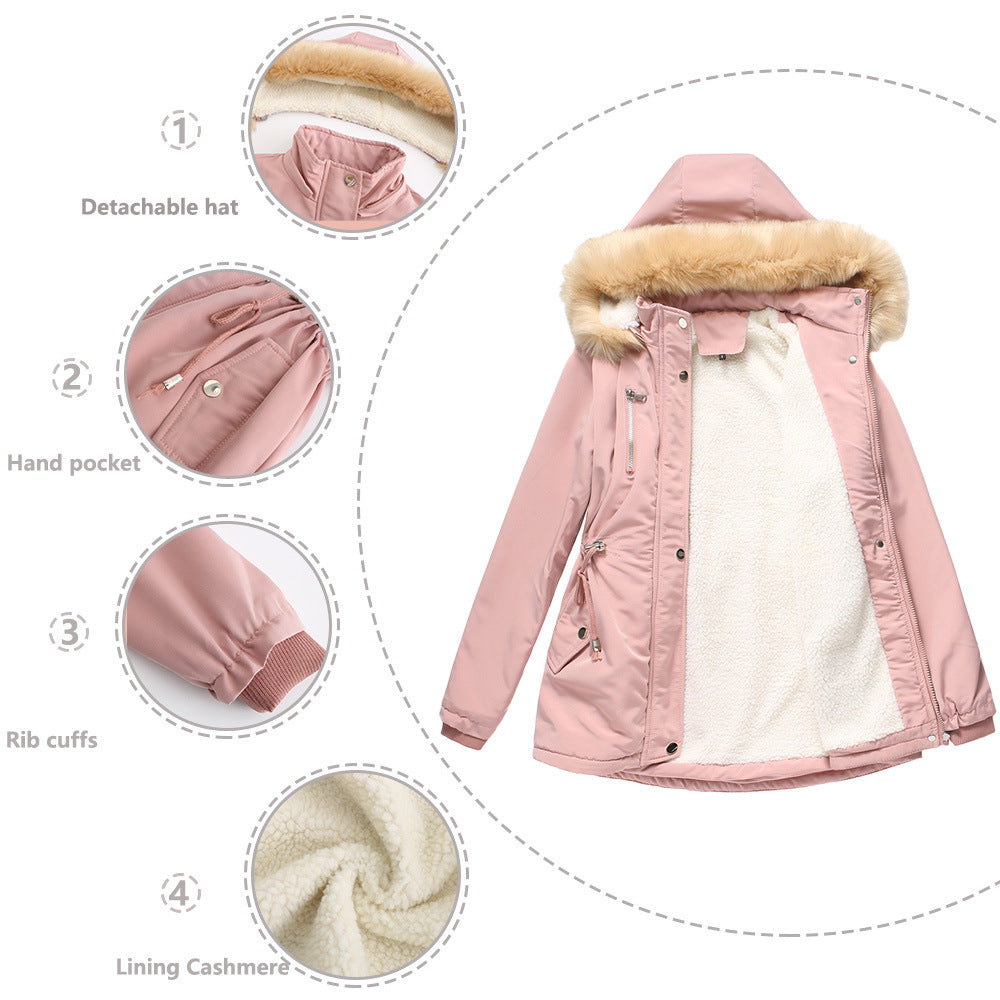 WInter Coat Detachable Hooded Feece Jacket Women LuxuryLifeWay Online Store