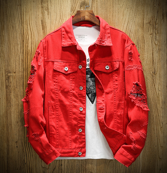 Men's Ripped Denim Jacket Pi-Mart