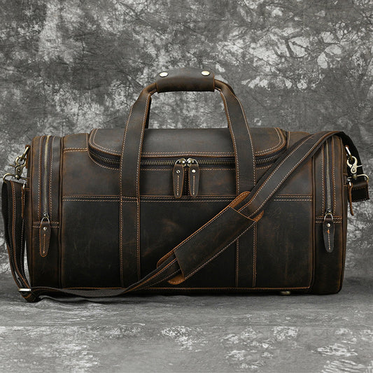 Men's Real-leather Handbag Crazy Horse Leather Vintage Travel Bag LadyShow.Store