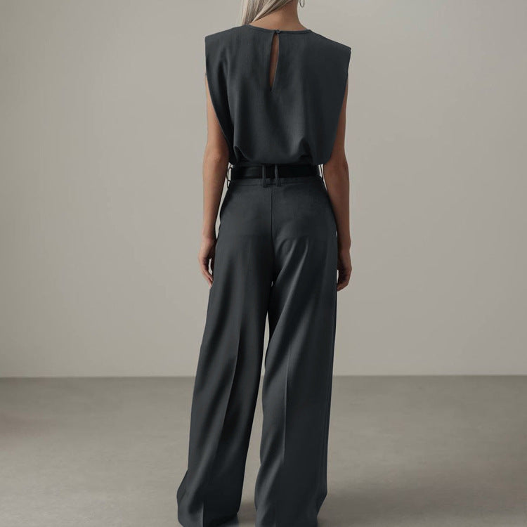 Sleeveless Vest Pullover Top And Loose-fitting Trousers Two-piece Set NorixaFashion.com