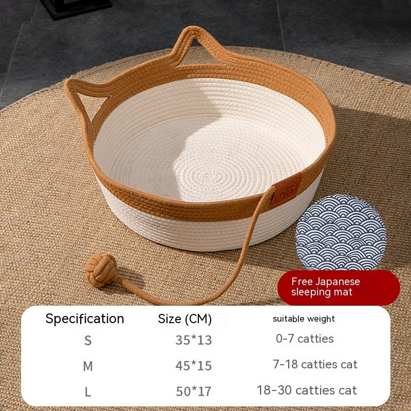 Coarse Linen Rattan Woven Four Seasons Universal Summer Cat Nest Pets Fashion