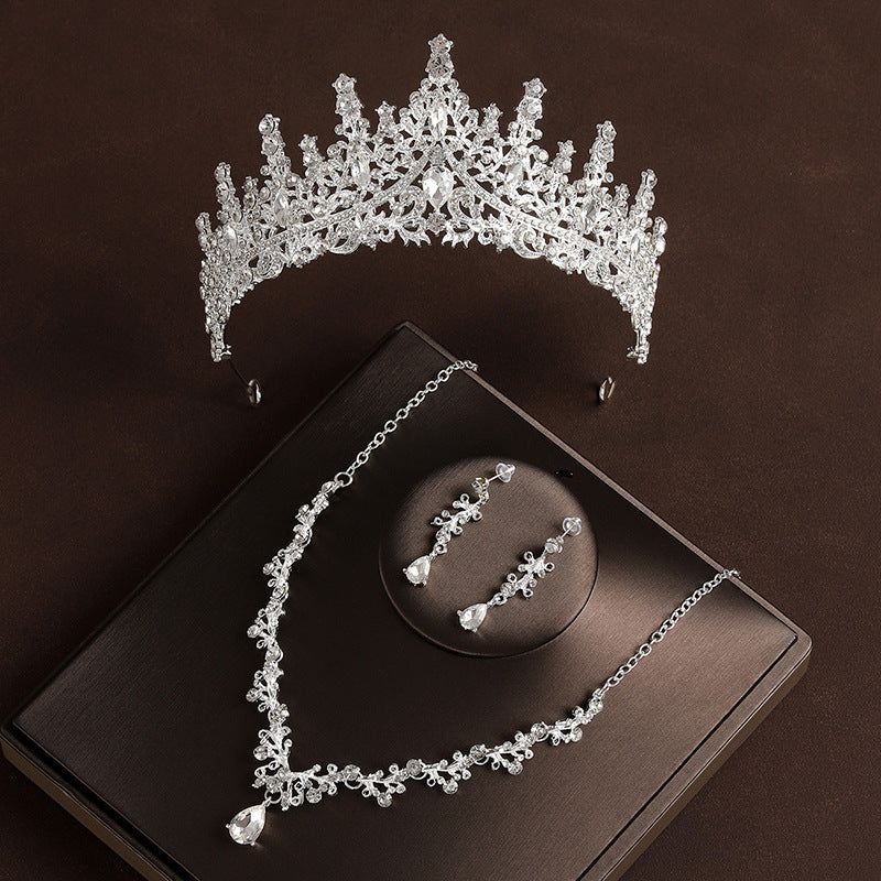 Retro Atmospheric Rhinestone Birthday Crown Hair Accessories Three-piece Suit LadyShow.Store