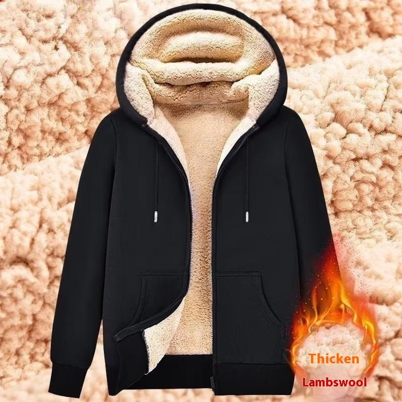 Zipper Sweater Men's Lamb Wool Hooded Jacket LuxuryLifeWay Online Store