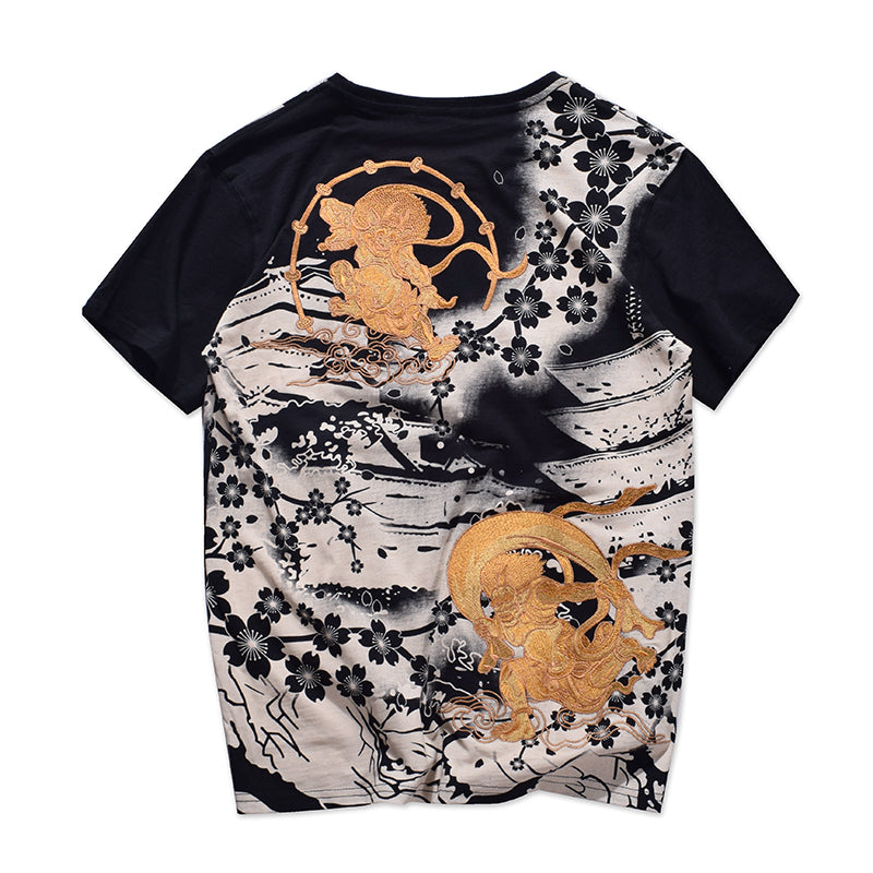 Men's Short Sleeve T-Shirt - Japanese Embroidered Design Pi-Mart