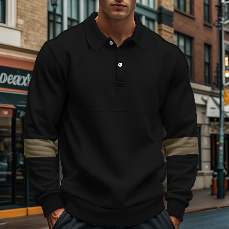 Fashion Long-sleeved Lapel Polo Shirt With Button Men's Loose Casual Sports Top Fall Spring Clothing LadyShow.Store
