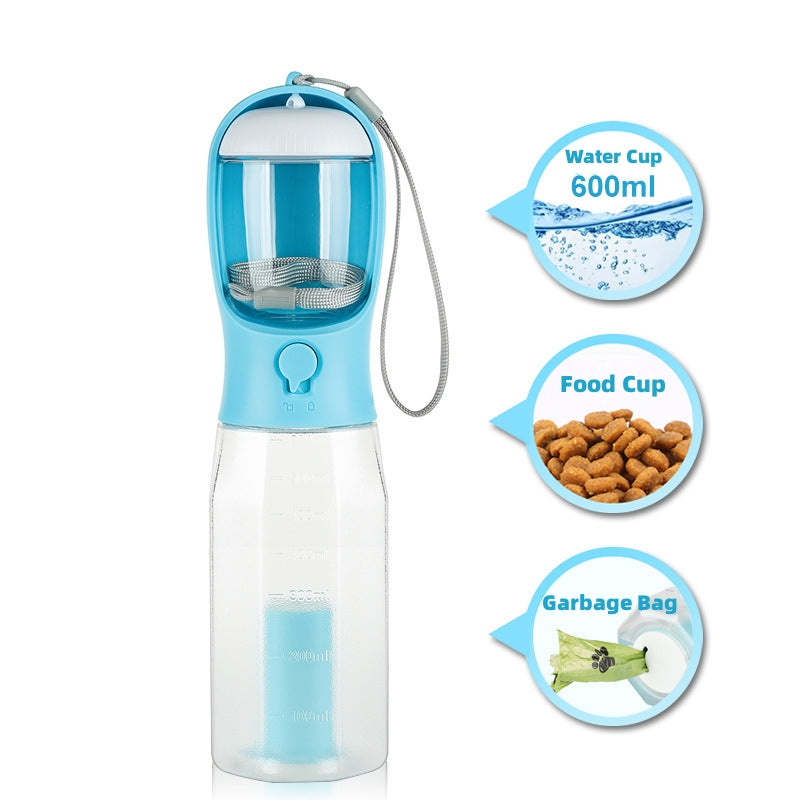 Portable Cat Dog Water Bottle Food Feeder Drinker Poop Dispenser 3 In 1 Leak-proof Multifunctional Dog Water Bottle Pet Products Pets Fashion