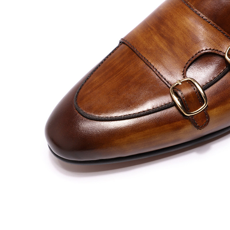 Double Buckle Cowhide Leather Shoes Best YouTube Store