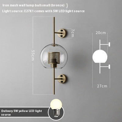 Living Room Wall Lamp Retro Creative Corridor Aisle Glass Ball Wall Lamp PearlNestDecor.com
