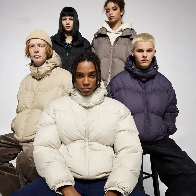 Thin And Portable Puff Down Jacket Solid Color Hooded Pi-Mart