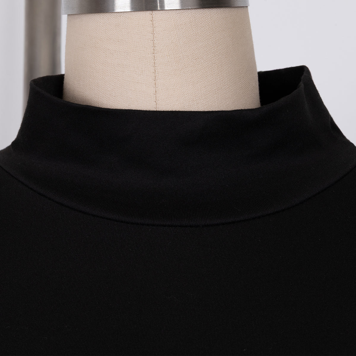 Black Turtleneck Cut - Out Long - Sleeve Dress NorixaFashion.com
