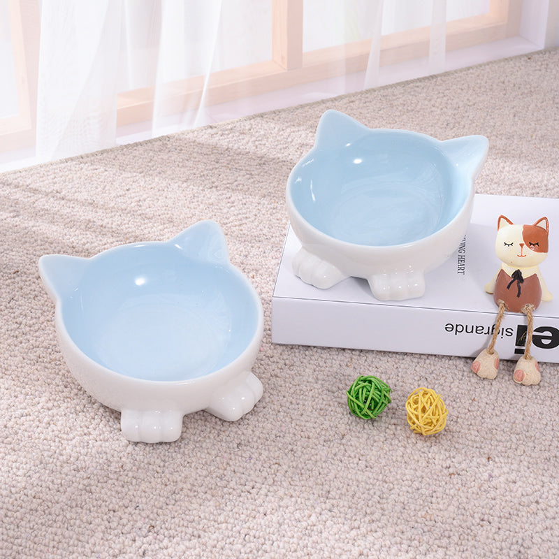 Ceramic Cat Bowl Anti Overturn Slanted Mouth Pets Fashion