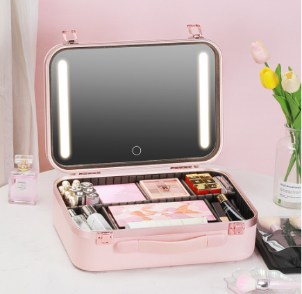 Fashionable Large Capacity Cosmetic Case With Light CJD