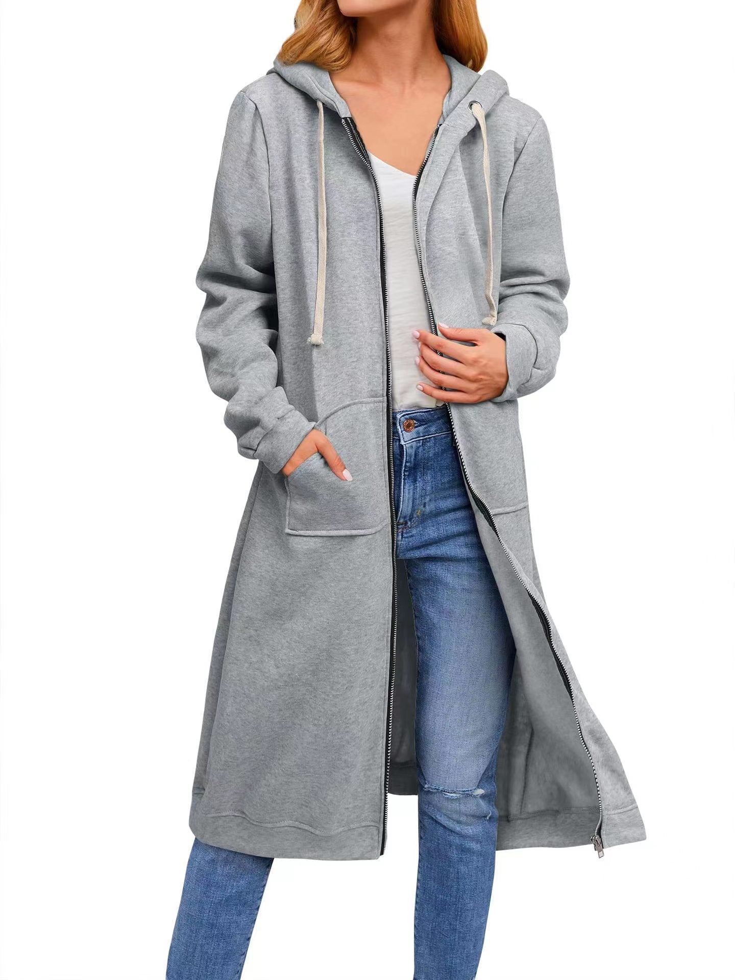 Autumn And Winter Women's Clothing Loose Zip Long Cardigan Jacket LuxuryLifeWay Online Store