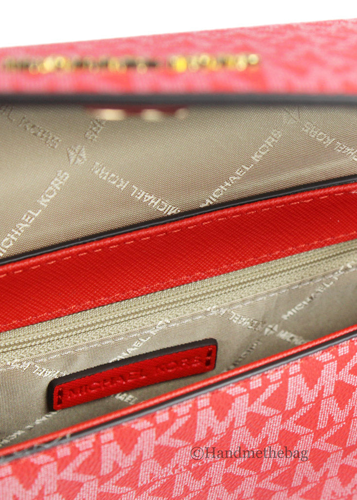 Michael Kors Jet Set Medium Dark Sangria Convertible Pouchette LadyShow.Store