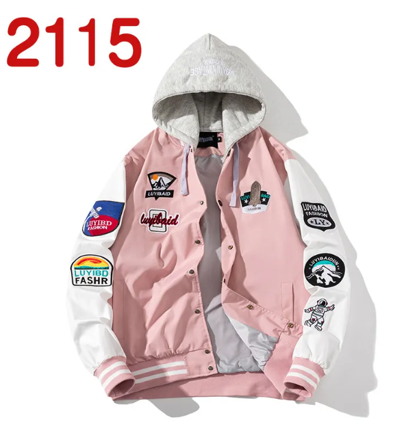 Embroidered Color Block Baseball Jacket Best YouTube Store