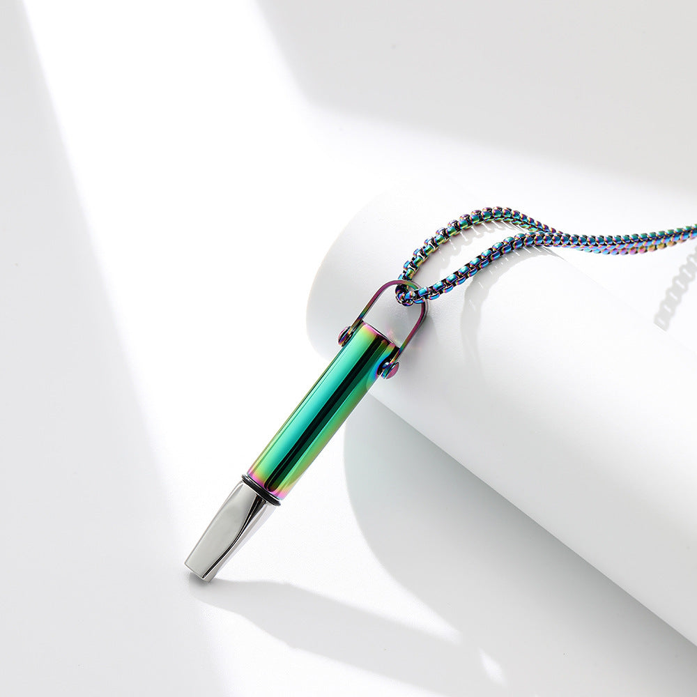 Breathing Resistance Whistle Necklace Round Tube Built-in Cotton Core LadyShow.Store