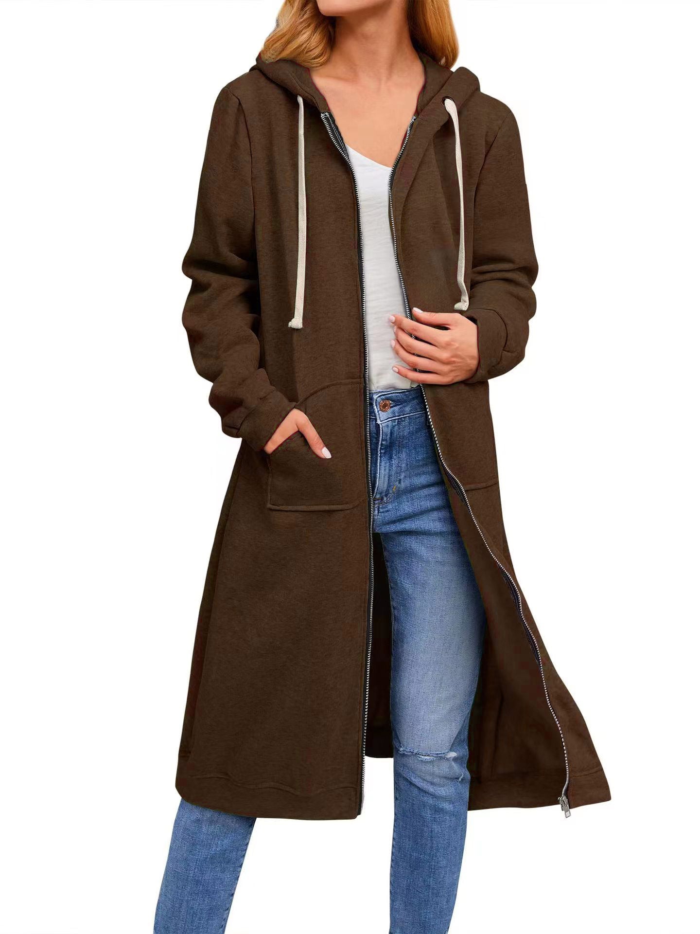 Autumn And Winter Women's Clothing Loose Zip Long Cardigan Jacket LuxuryLifeWay Online Store