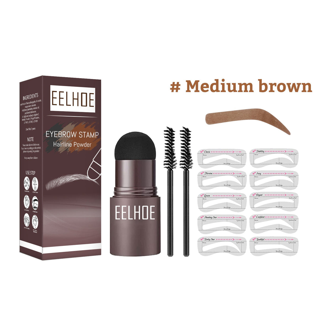 Eyebrow Print Powder 2g Medium Brown Set 1Box Tri Light Beauty