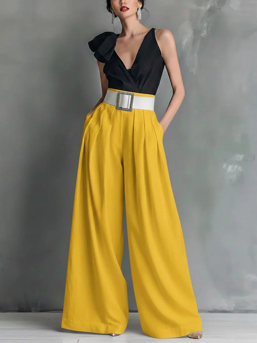 Fashionable Versatile High-waisted Loose-fitting Solid-color Casual Pants NorixaFashion.com