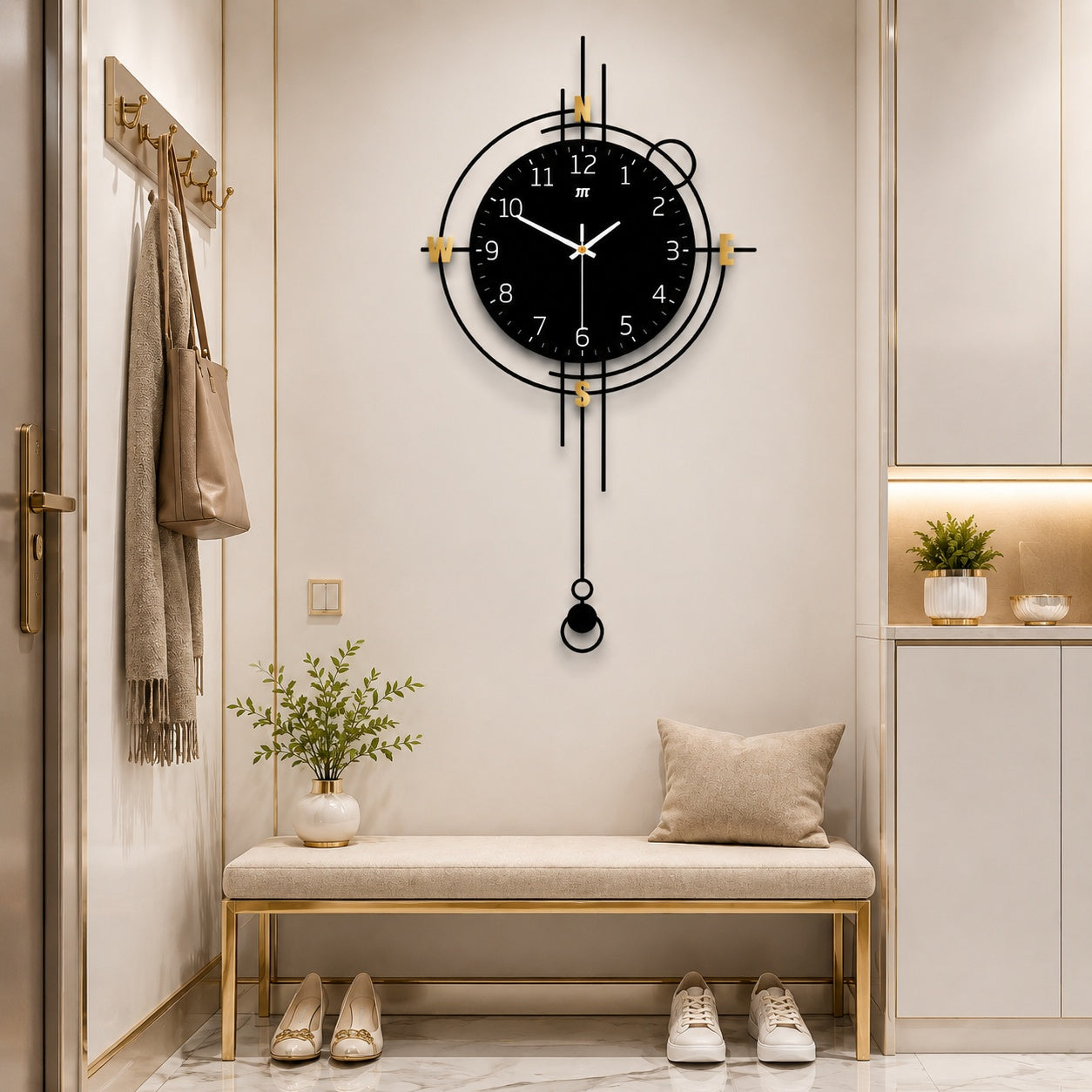 Modern Iron Wall Clock Metal Decorative Home Decor PearlNestDecor.com