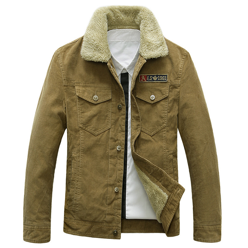 Men's Corduroy Jacket with Fleece Lining (Plus Size) Pi-Mart