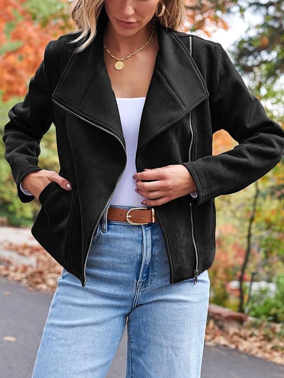 Fashion Casual Short Motorcycle Suede Jacket LadyShow.Store