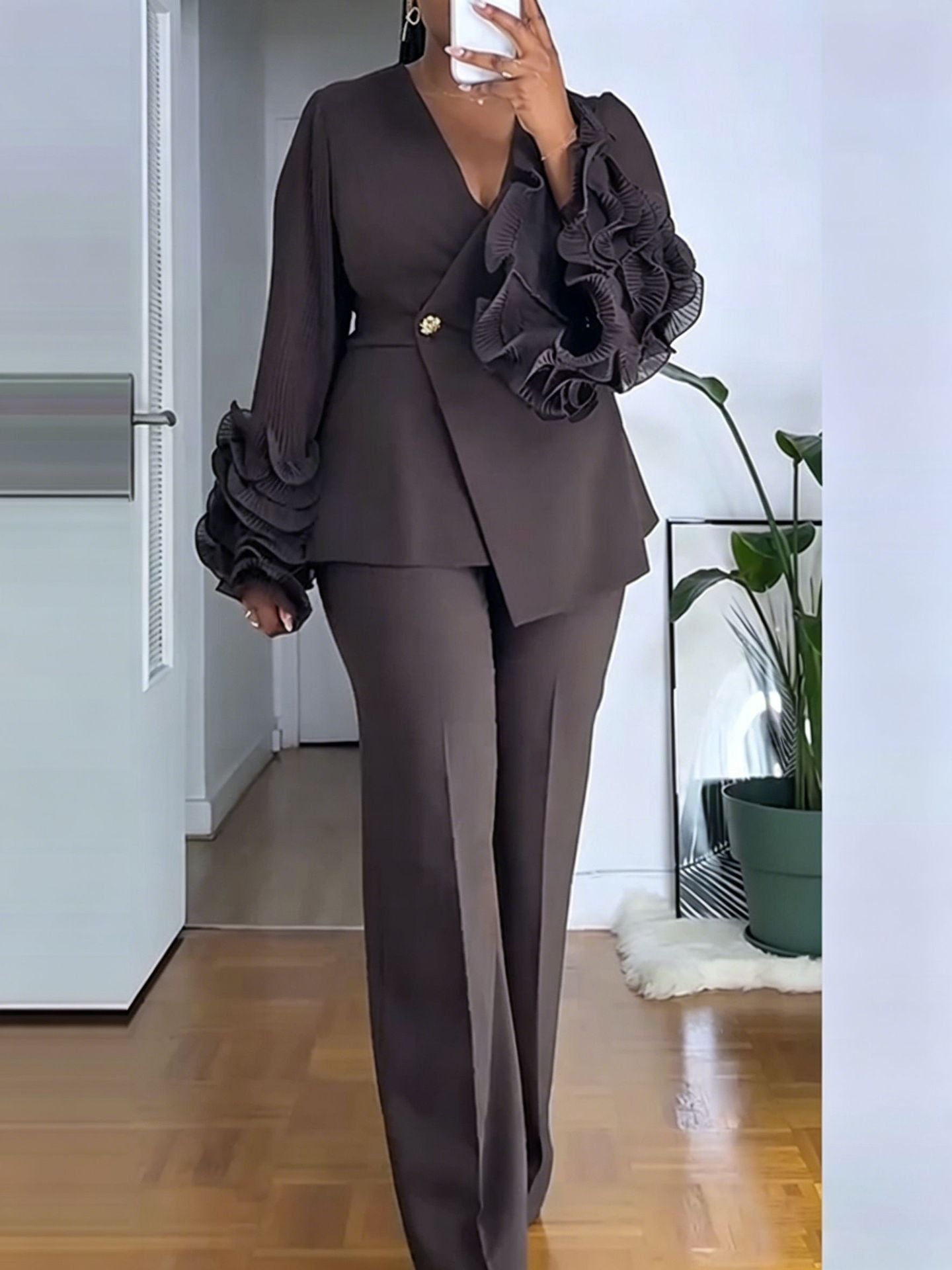 Womens Two-Piece Set With African Lace Trim NorixaFashion.com