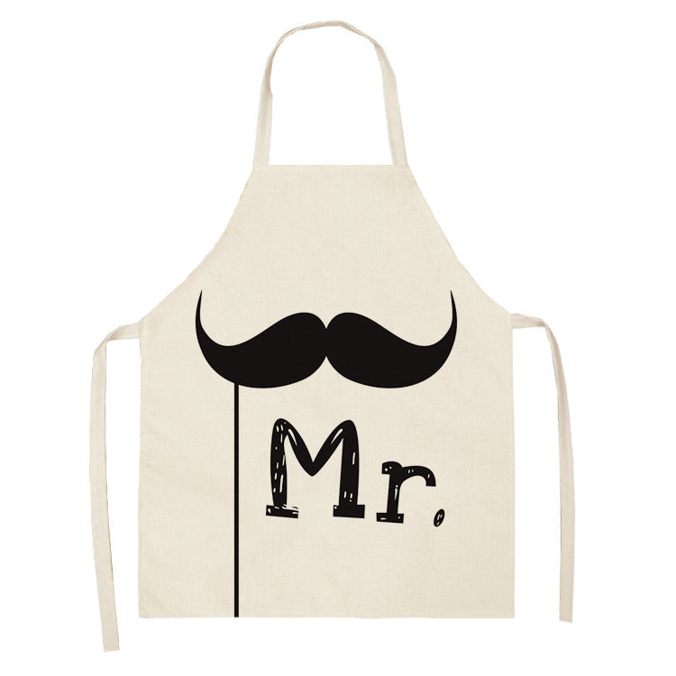 Letter Linen Apron Kitchen Stain-resistant Sleeveless Coverall PearlNestDecor.com