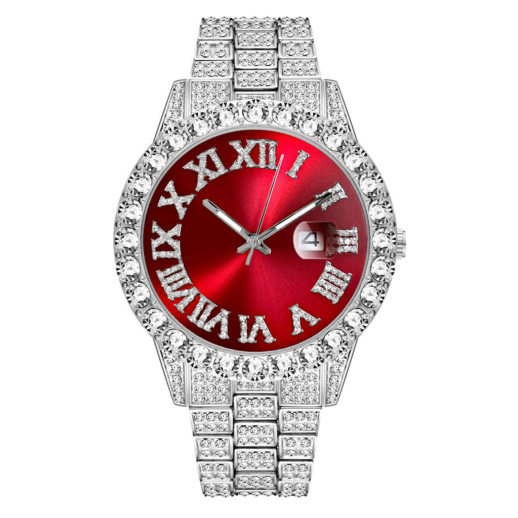 Steel Band Quartz Watch Full Diamond With Calendar CJD2