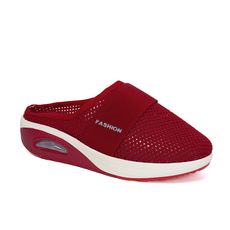 One Pedal Female Lazy Plus Size Thick Bottom Air Cushion Half Trawling Slippers LadyShow.Store