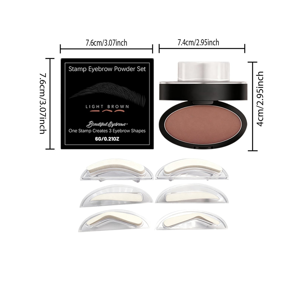 Three Dimensional Natural Filling Eyebrow Shape Eyebrow Makeup Smooth Texture Easy To Use Waterproof Seal Eyebrow Powder Set Light Brown 6g 1 Box Tri Light Beauty