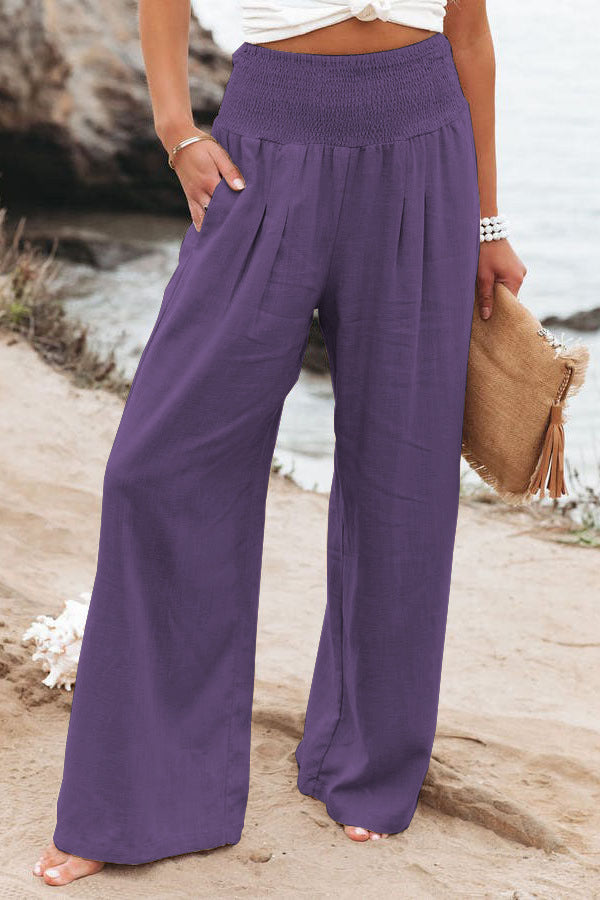 Women's Pants Casual Wide Leg Cotton Linen Loose Trousers NorixaFashion.com