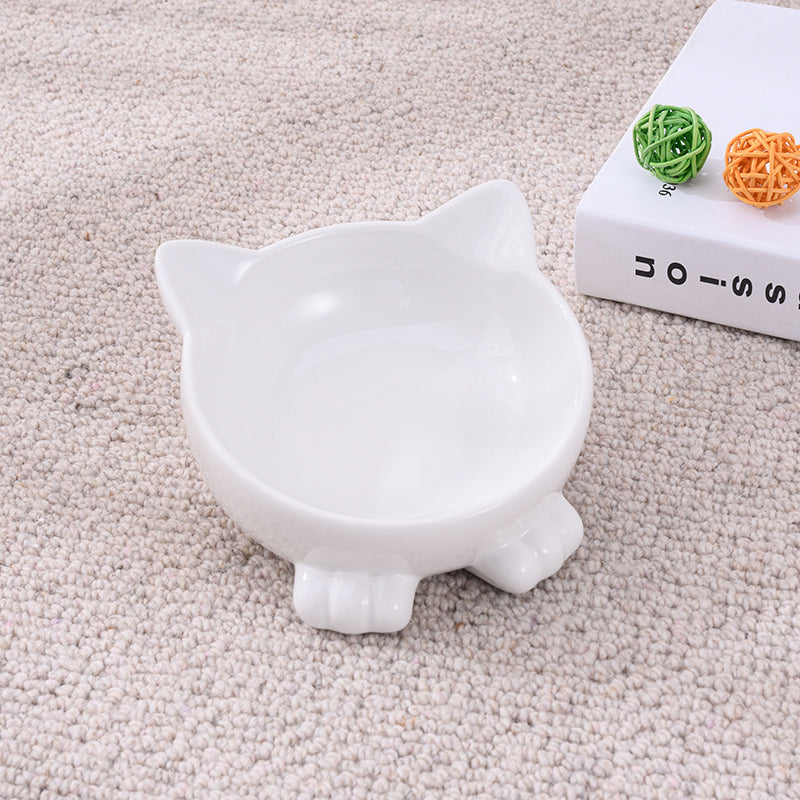 Ceramic Cat Bowl Anti Overturn Slanted Mouth Pets Fashion