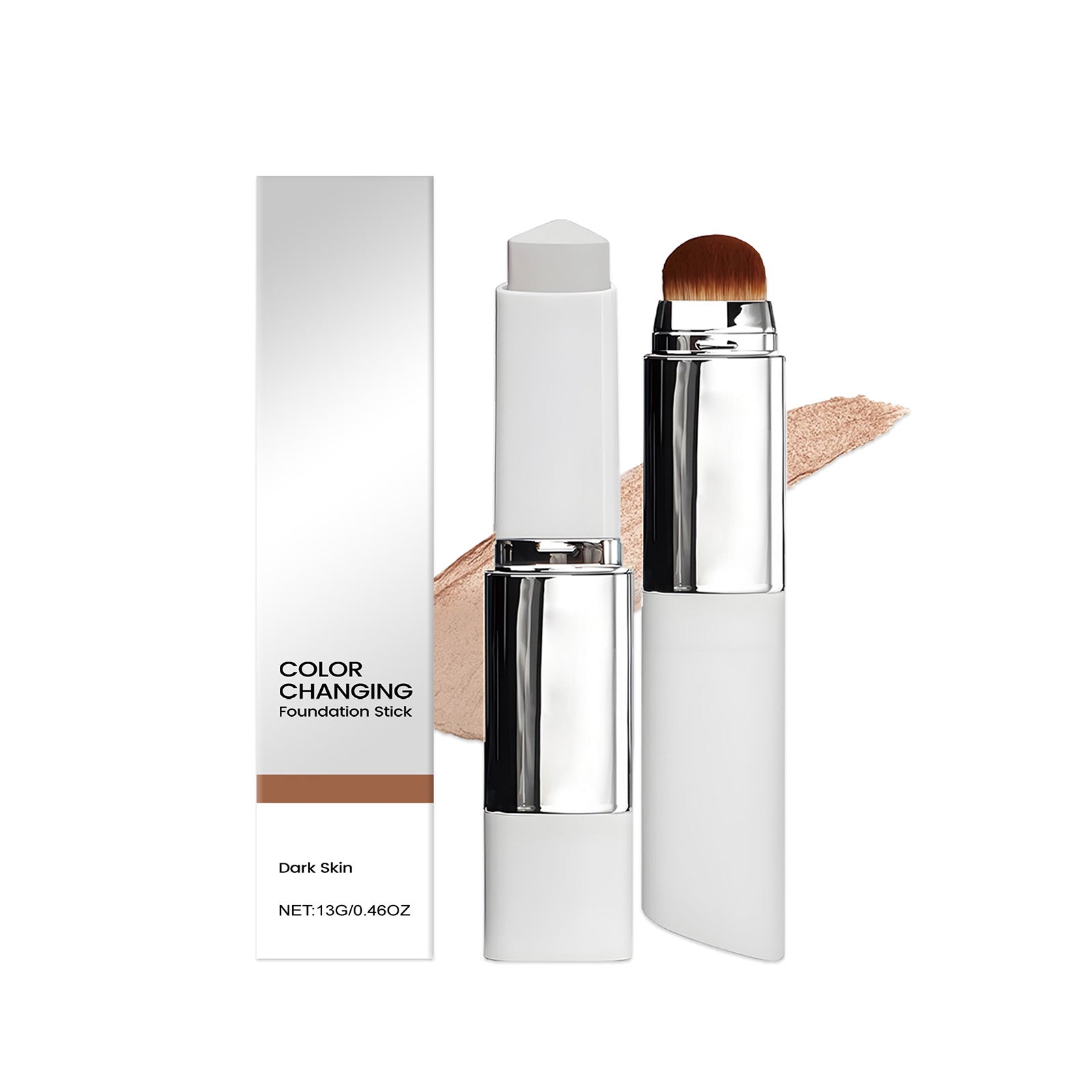 2-in-1 Color Changing Foundation Stick Deep Skin Tone Tri Light Beauty
