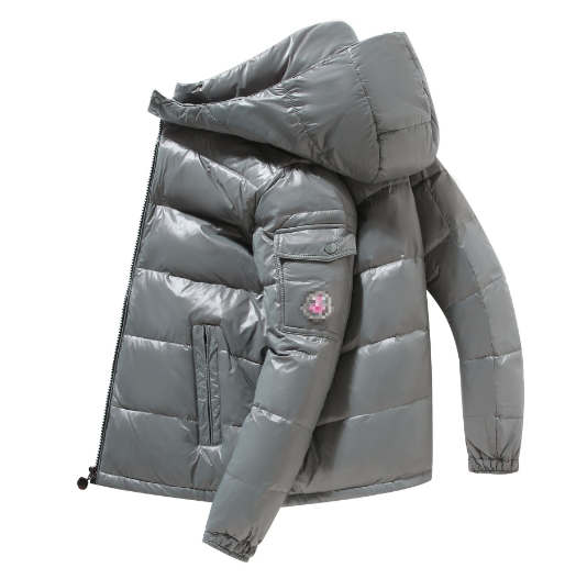 Men's Hooded Shiny Puffer Jacket - Casual Winter Coat Pi-Mart
