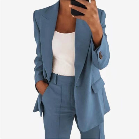 Women's Casual Blazer Suit  Two Piece Business Office Wear Set Fit Jacket And Pants NorixaFashion.com