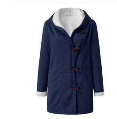 Winter Button Coat Fashion Warm Hooded Jacket With Pockets Women's Clothing LadyShow.Store