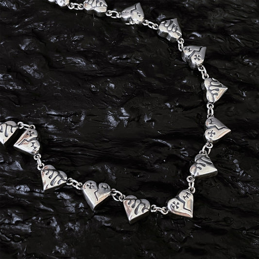 S925 Silver Heart Broken Graffiti Love Necklace