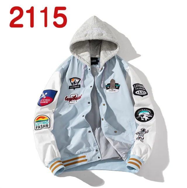 Embroidered Color Block Baseball Jacket Best YouTube Store