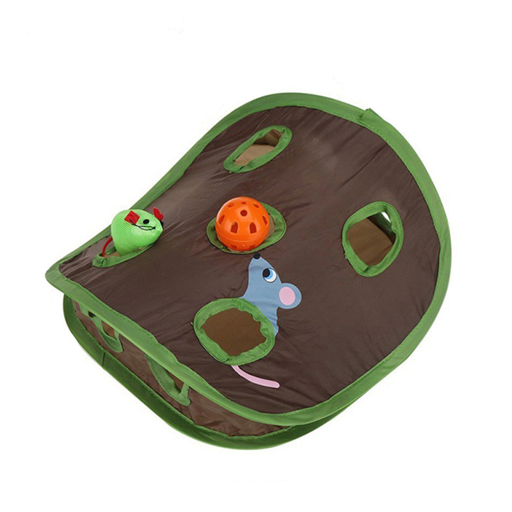 Cute Pet Cat Interactive Hide Seek Game 9 Holes Tunnel Mouse Hunt Intelligence Toy Pet Hidden Hole Kitten Foldable Toys Pets Fashion