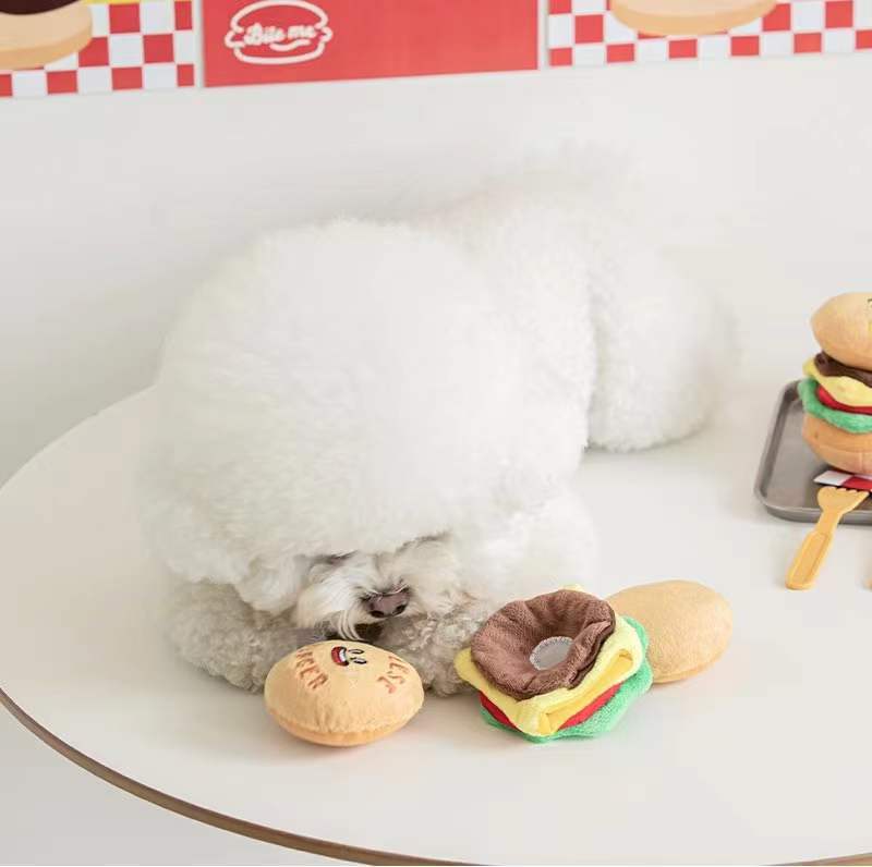 Hamburger Toy Pet Sniffing Soothing Sound Paper Decompression Pets Fashion