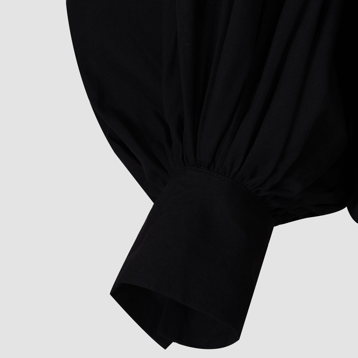 Black Oversized Collar Balloon Sleeve Shirt NorixaFashion.com