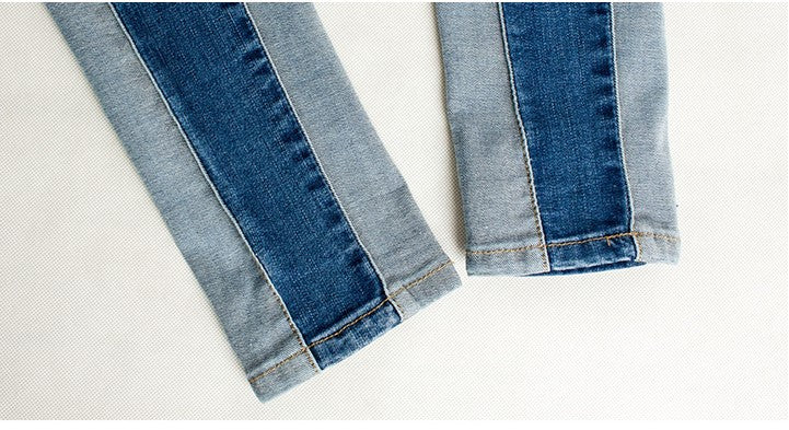 Summer Women's Slim Fit Color Block Denim Pants Pi-Mart