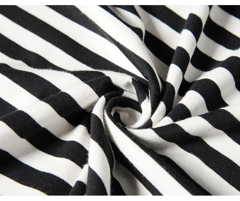 Oversized Striped T-Shirt with Ribbed Collar Pi-Mart