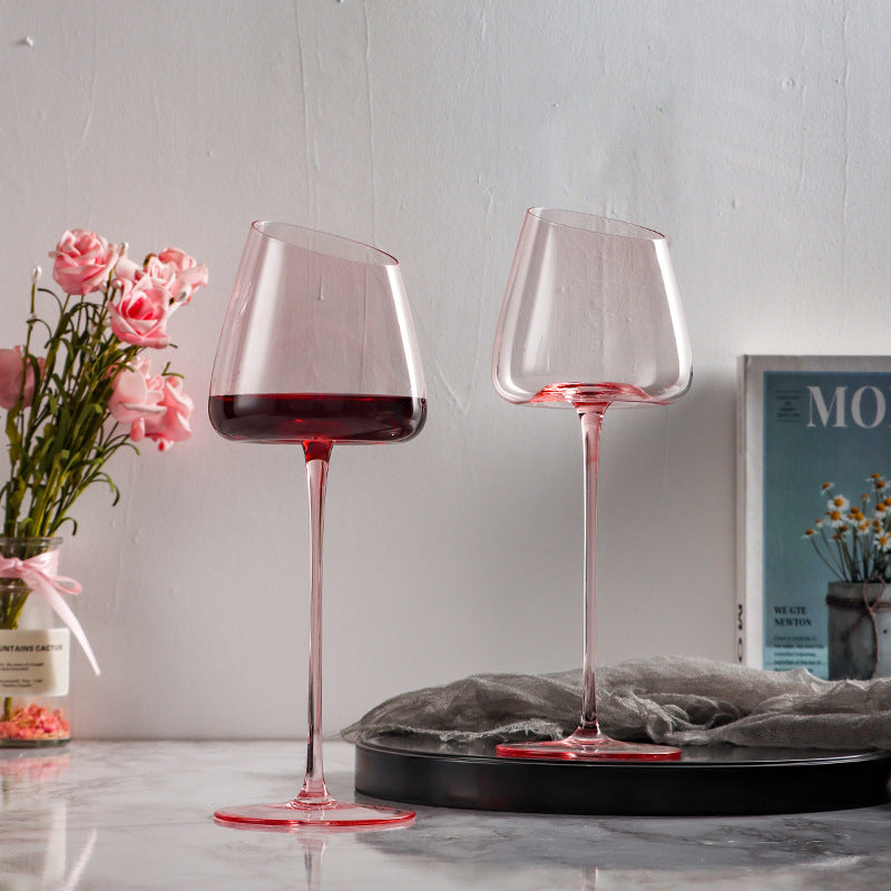 Flamingo Red Wine Oblique Mouth Glass Tall Cup LuxuryLifeWay Online Store