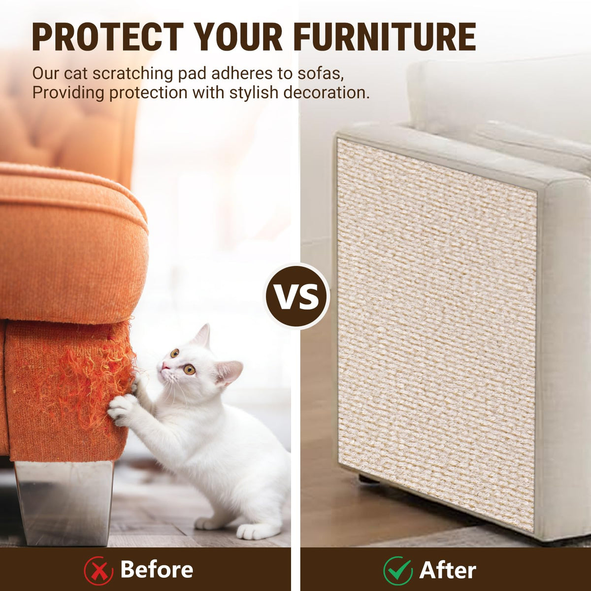 Cat Scratch Furniture Protector, DIY Cat Scratching Mat For Couch, Sofa, Wall,Cat Post,Cat Tree Durable Furniture Guards Couch Scratcher From Cats Claws Scratching For Indoor Pets Fashion