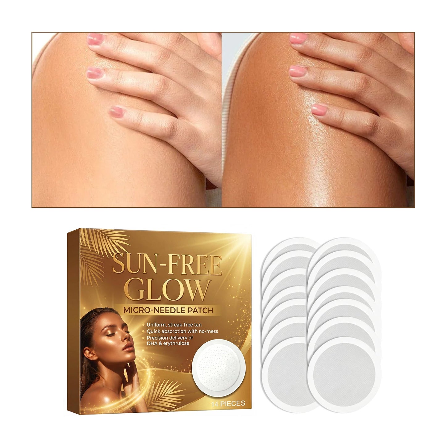 Sun-Free Tanning Microneedle Patch 14pcs Tri Light Beauty