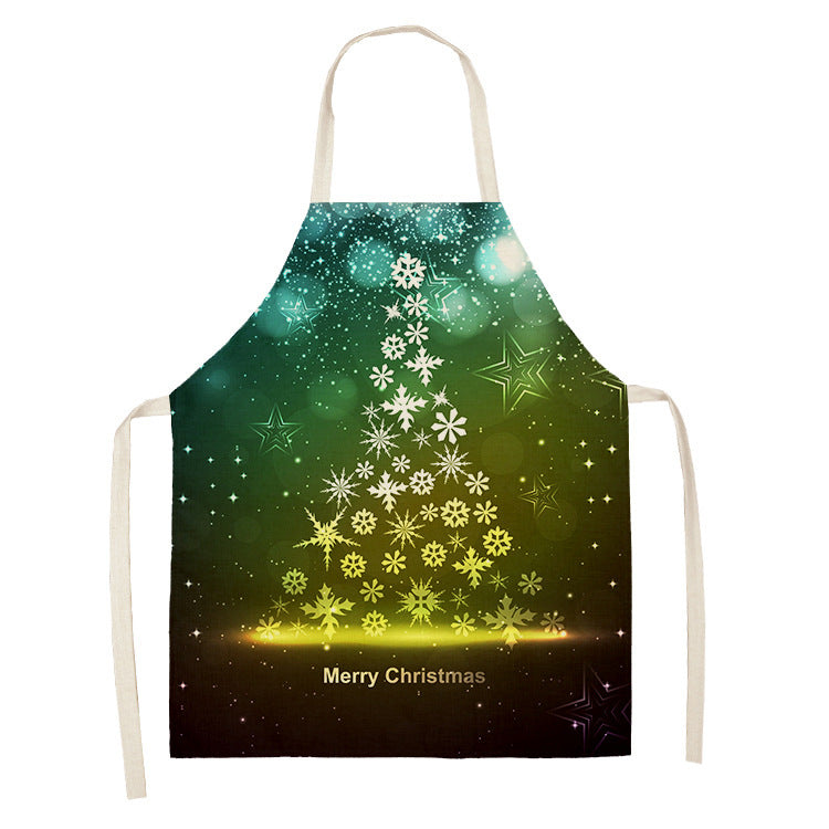 Household Green Series Christmas Dog Linen Apron Used In Kitchen PearlNestDecor.com
