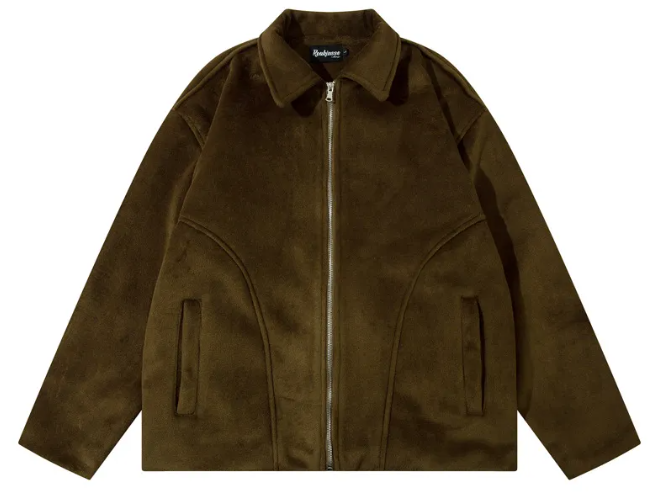 Retro High-grade Pu Handsome Woolen Coat Polo Collar Jacket Pi-Mart
